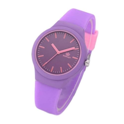 Image of Watches Strap Solid Women Ladies Casual Wristwatch Silicon Clock Pattern Fashion Women's Watch Swatches for Women (Purple, One Size)