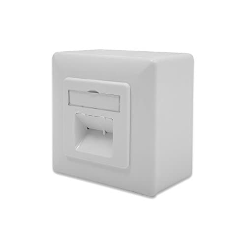 Image of DIGITUS Cat-6A junction box - 2 port RJ45 - surface-mounted network socket - vertical supply - design-ready - pure white