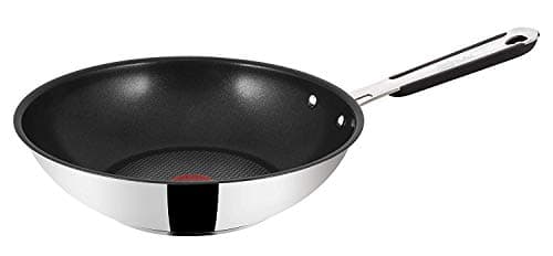 Image of Tefal E79219 Jamie Oliver induction wok pan, 28 cm in diameter, suitable for induction, stainless steel, 28 cm