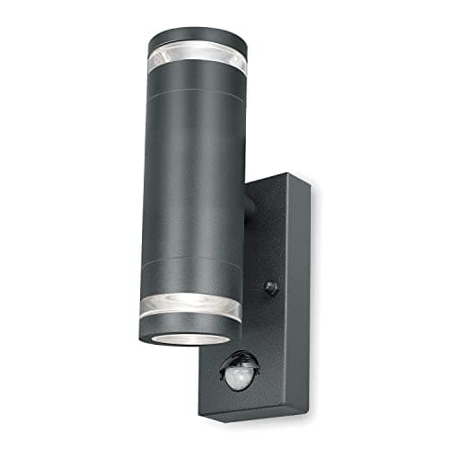 Image of 4lite Marinus Outdoor Up Down Wall Light (Anthracite) Rust Free IP44 Rated Motion Sensor Exterior Wall Lamp - 4L2/2308-4Yr Guarantee