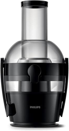 Image of Philips Viva Collection Juicer, 800 W Motor, 2L Capacity, XL Tube, QuickClean Technology, Drip Stop, Pre-clean, See-through Integrated Pulp Container, Black (HR1855/70)