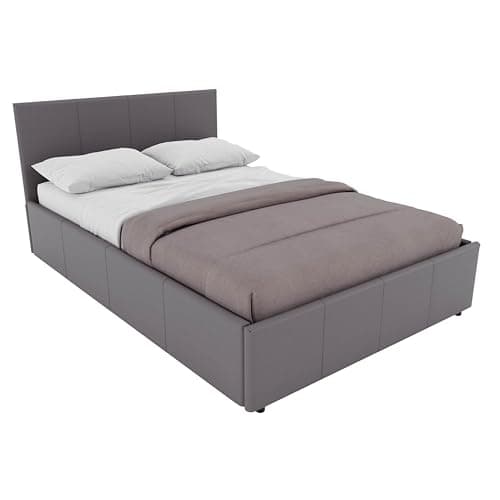 Image of Vida Designs Lisbon Ottoman Faux Leather Bed, Grey (Small Double 4Ft - No Mattress) (UKFR Certified)