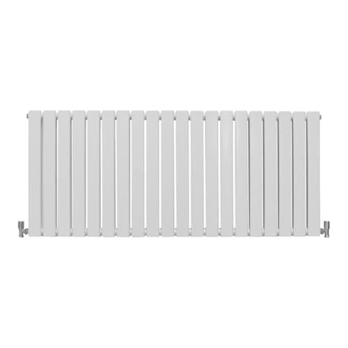 Image of Designer Radiators 60 x 140cm Flat Panel Modern Central Heating Gloss White Horizontal Column Double Panel Wall Mounted Slimline Kitchen Living Room Bathroom Commercial Cleaning Brush & Fixing Kit