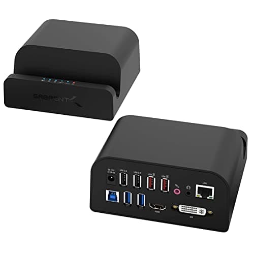Image of SABRENT Docking Station With Power Supply and Stand for PC and Laptops, Dual Video Outputs (HDMI and DVI), Ethernet Adapter, Audio, 4 USB 3.2 Ports, 2 USB Fast Charging Ports