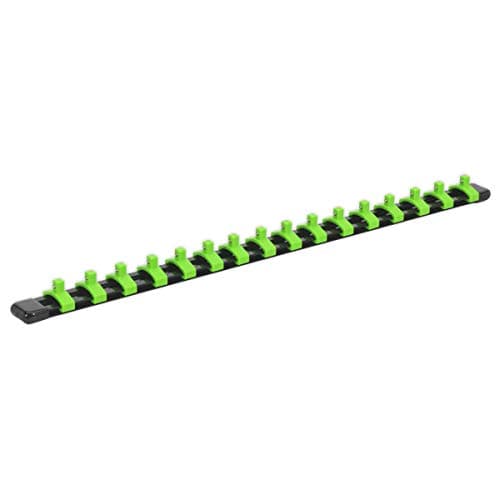 Image of Sealey Hi-Viz Green - Socket Rail 1/4" Dr - Retaining 16 Sockets (440mm long) **AK27052HV**