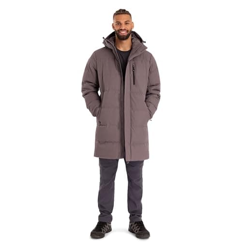 Image of Trespass Men's Padded Jacket Clipster - Waterproof, Windproof, Longer Length, Adjustable Zip-Off Hood, 1 Zip Chest Pocket, 2 Lower Zip Pockets, Elasticated Cuffs, 1 Inner Zip Pocket Mid Grey