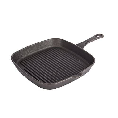 Image of KitchenCraft Cast Iron Griddle Pan for Induction Hob, Square, 23cm, Black, 15 Years Guarantee