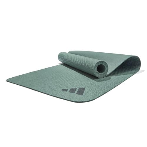 Image of Adidas Yoga Mat 4 mm - Yoga Mat Made from 50% Recycled Material Free from PVC - Non-Slip and Textured Surface (176 x 61 cm) for the Perfect Grip during Yoga (Legend Ivy)