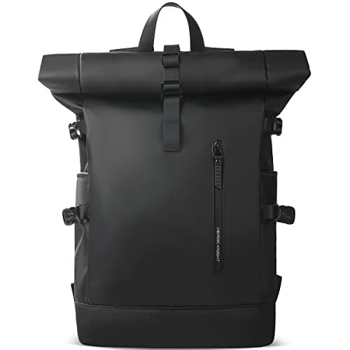 Image of hk Roll Top Backpack Large Laptop Backpack 15.6'' USB Port Water-resistant Anti-theft Rucksack Travel Hiking Camping College School Work (27L Black)