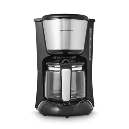 Image of Morphy Richards Equip Filter Coffee Machine, Coffee Maker for Instant Coffee, Pour Over Technology, 10 Cup, Anti Drip, Reusable Filter, Keep Warm, Aroma Blender, Black/Brushed Steel, 162501