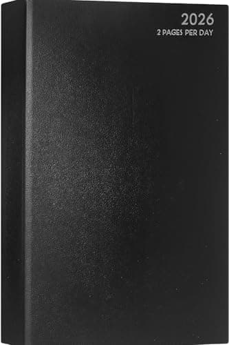 Image of MantraRaj 2026 A4 Two Pages Per Day Diary Year Planner with Hardback Cover, Appointment Diary 2026 with Hourly Slots Organizer Ideal for Students, Business, Office, Home, Traveling (Black)