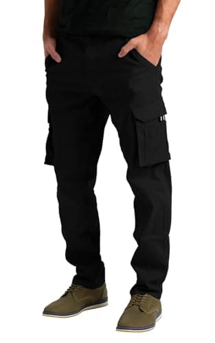 Image of westAce Mens Stretch Cargo Flex Work Trousers Relaxed 12 Pocket Full Pants Size 32 to 44 (Black, 36W / 30L)