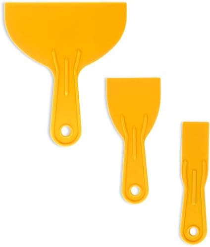 Image of 3pc Multipurpose Plastic Filling and Scraping Knife Set - Putty Scraper, Flexible Plastic Tools for Smoothing Surfaces, Filling, Skimming and Gently Scraping Surfaces