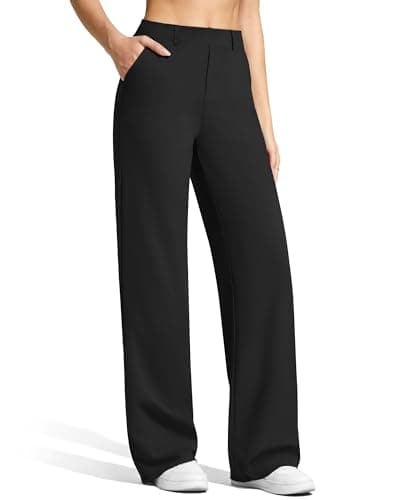 Image of G4Free EverGoing Women's Wide Leg Dress Pants Pull On Stretchy High Waisted Casual Trousers with Pockets(Black,L,Tall)