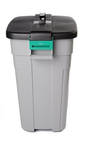 Image of Addis Outdoor Rectangular Dustbin with Lockable Lid, Grey / Black, 90 Litre