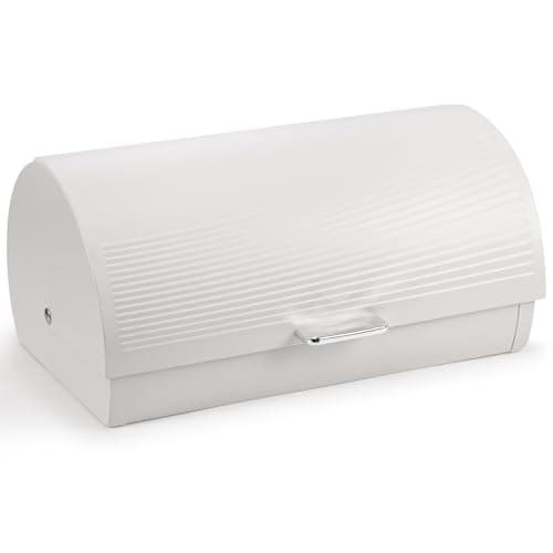 Image of EHC Bread Bins for Kitchen, Bread Box with lid, Kitchen Storage Bin, Bread Container, VENTILATED Back to keep Contents Fresher for longer - White