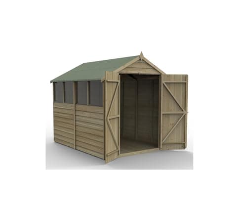 Image of Forest Garden 4LIFE Apex Shed 6x8 | Double Door | 4 Window|25 Year Anti-Rot Guarantee