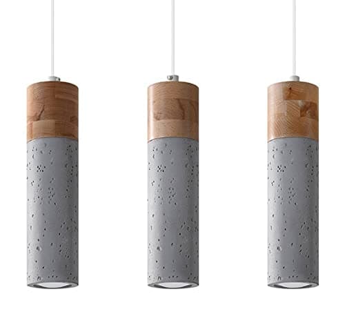 Image of SOLLUX lighting Zane Spotlight Ceiling Pendant Light Universal Minimalist Design Works with Replaceable GU10 Bulb 3 x 40 W Made of Wood and Concrete Grey 45x6x120 cm