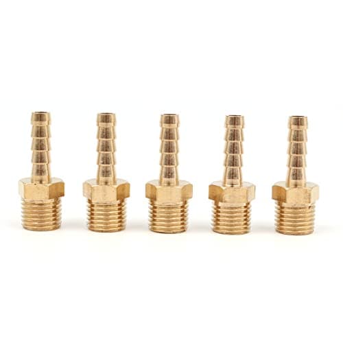Image of Hsthe Sea 5 Pcs 6 mm to 1/4” BSP Solid Brass Hose Tail Connector Barbed to BSP Male Thread,Pond/Pool/Hose Pipe Adapter