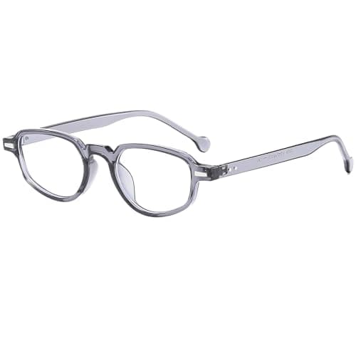 Image of Long Keeper Retro Oval Glasses Women Blue Light Blocking Glasses Small Rectangle Anti Blue Light Computer Eyeglasses Anti Glare Glasses Y2K Glasses (Clear Grey Clear)