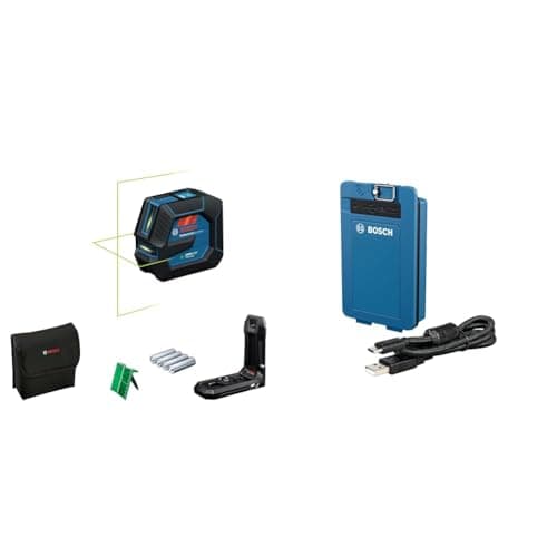Image of Bosch Professional line Laser GLL 20-22 G (Bracket LB 10, Green Laser, Indoor use, Dual Power Source, 2 x 1.5V LR6 Batteries) + BA 3.7V 3.0Ah XL Li-Ion Battery (USB-C Charging Port)