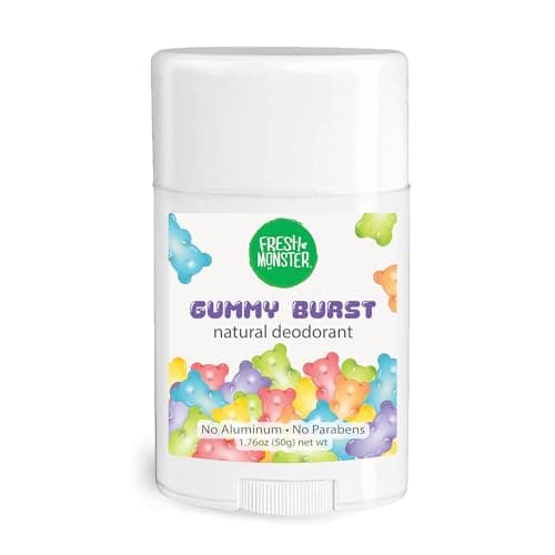 Image of Fresh Monster Natural Deodorant For Kids And Teens | Aluminum Free, Paraben Free, Hypoallergenic | Gummy Burst Scent (1.76Oz)