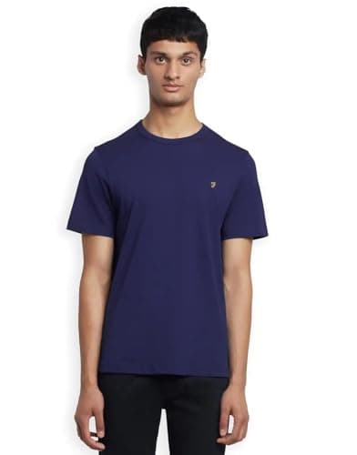Image of Farah - Men's T-Shirt, Danny Slim Fit Organic Cotton T Shirt, Rich Indigo, S