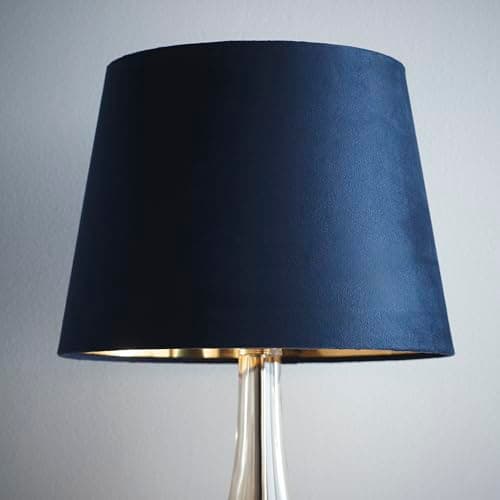 Image of K LIVING Velvet Tapered Lampshade for Modern Table Lamps and Floor Lamps in Navy Blue | Traditional Cotton Textured Fabric Cone Light Shade for Ceiling Pendant | Lamp Shade for Calm Home (14")