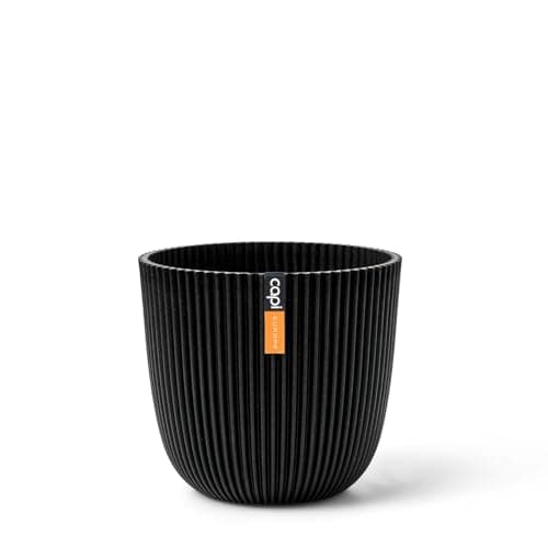 Image of CAPI EUROPE - Planter Ball Groove 'made with' textile black - 25x23 - Textile black - Pot for indoor and outdoor use - Shatterproof - 100% recyclable - IGTB535