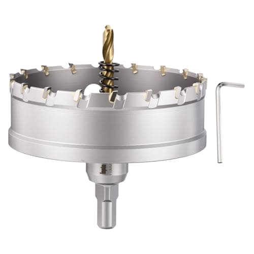 Image of CoCud 4-5/16" (110mm) Hole Saw, Tungsten Carbide TCT Hole Cutters with Drill Bit - for Thick Hard Metal, Stainless Steel, Copper, Aluminum