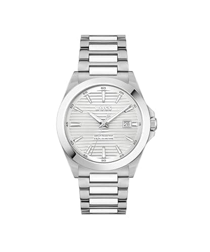 Image of BOSS Three Hand Quartz Movement Watch for Men Strike Collection with Silver Stainless Steel Bracelet - 1514176