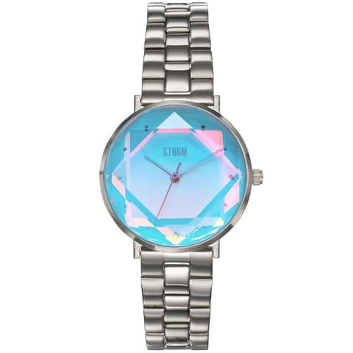 Image of STORM ELEXI Lazer Aqua Watch with Unique Cut Glass dial and Two-Tone Brushed/Polished Stainless Steel Strap, Water Resistant to 50m