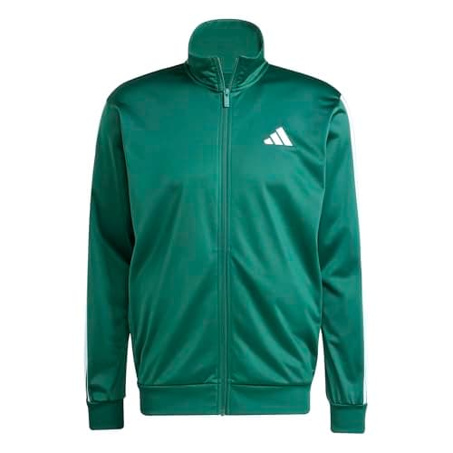 Image of adidas Men's 3 Stripes Tricot Regular Track Top Sweatshirt, collegiate green, XL