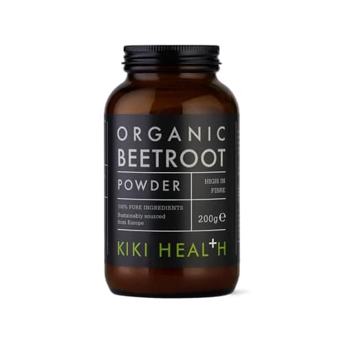 Image of KIKI Health - Organic Beetroot Powder - 100% Pure, Rich Source of Dietary Nitrates - Natural Sweetener & Flavour - High in Fibre, Natural & Healthy Food Dye, Delicious Recipes - 200g