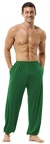 Image of Hoerev Super Soft Modal Spandex Harem Yoga Pilates Trousers,Green,3XL