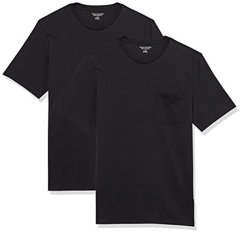 Image of Amazon Essentials Men's Short-Sleeve Crewneck Pocket T-Shirts, Pack of 2, Black, L