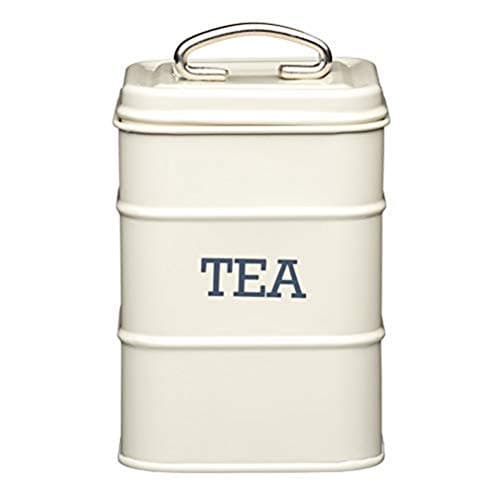 Image of KitchenCraft Living Nostalgia Range Stainless Steel Tea Storage Tin, Cream, 11 x 11 x 17 cm, Antique Cream