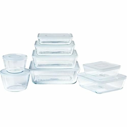 Image of Pyrex Cook & Freeze - Set of 8 Boxes of Different Sizes and Shapes with Lid - Borosilicate glass - Ideal for freezing and Batchcooking - Made in France (8)