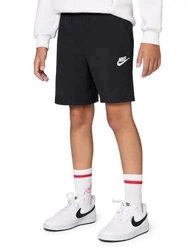 Image of NIKE FZ5512-010 K NSW Club Knit Short 6IN LBR Shorts Boy's Black/White Size M