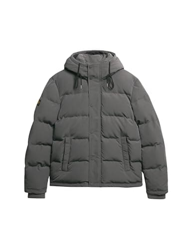 Image of Superdry Men's EVEREST SHORT HOODED PUFFER A4 - Padded, Charcoal,