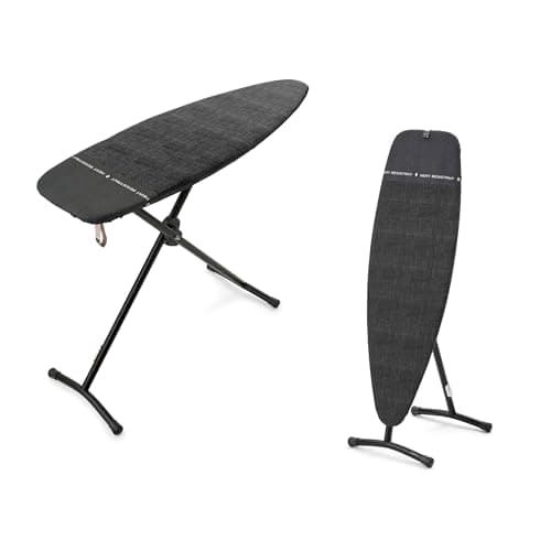 Image of Brabantia Steam and Ironing Board D, 135 cm x 45 cm (Denim Black), 2 in 1 Large Ironing Board Ideal for both Steaming and Pressing, with Heat-Resistant Rest Area