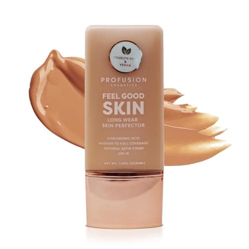 Image of Profusion Cosmetics Lightweight Liquid Foundation for a Flawless and Elegant Radiance, Breathable Makeup for Improves Uneven Skin Tone, Cruelty-Free - Medium 3