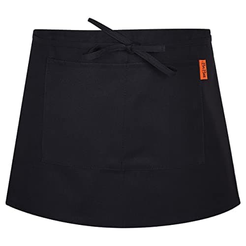Image of Ikan Waist Apron (One Size, Black) for Men Women, Kitchen Restaurant Home Work Apron with 2 Pockets, Perfect for Baristas Waiters Waitresses Chefs Fabric, Drawstring Closure