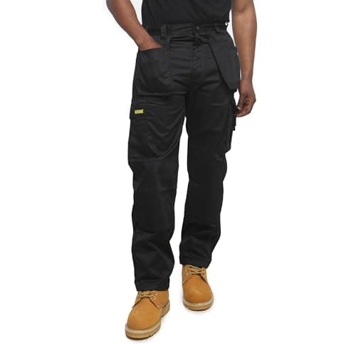 Image of SITE KING Mens Cargo Holster Pocket Work Trousers (36 Waist / 33" Long Leg, Black)