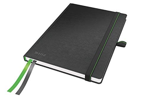 Image of Leitz Complete Notebook A5 Lined, 160 Pages, 80 Sheets, Hardcover, 100 g/m² Paper FSC Certified, Fastener, Bookmark, Pen Loop, Black, 44780095