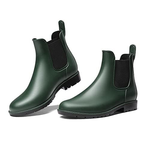 Image of DREAM PAIRS Wellington Boots Women and Men Ankle Ladies Wellies Short Chelsea Booties Waterproof Rain Boots,SDRB2201W-E,Olive/Green,5 UK/38 (EUR)