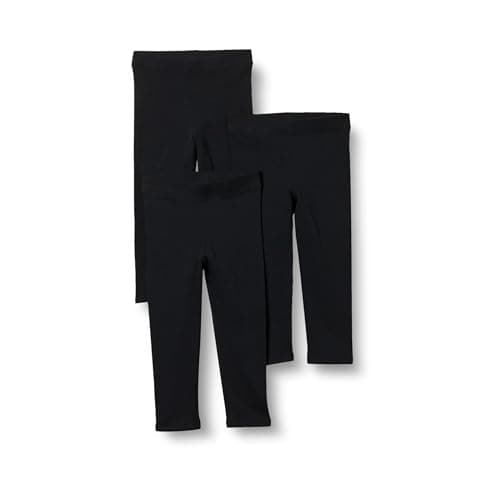 Image of Amazon Essentials Girls' Leggings, Pack of 3, Black, 4 Years