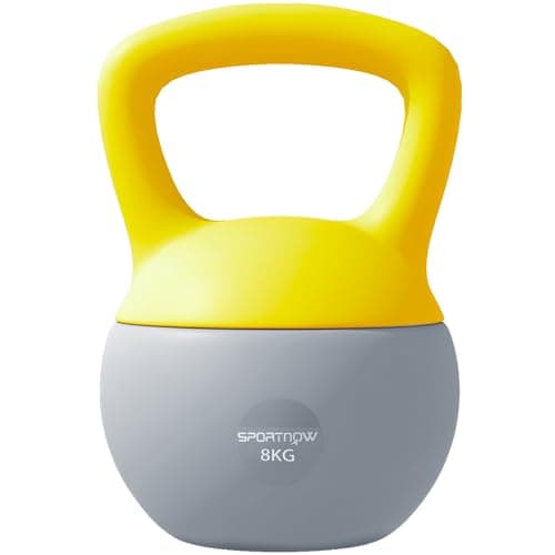 Image of SPORTNOW Soft Kettlebell, 8kg Kettle Bell with Non-Slip Handle for Home Gym Weight Lifting and Strength Training, Yellow and Grey