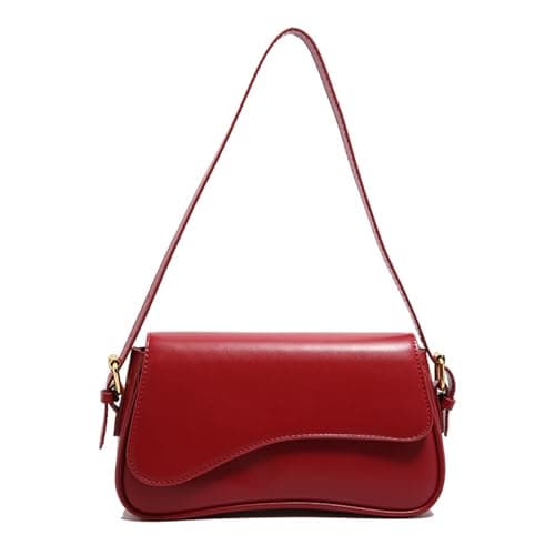 Image of GWAWG Women's Leather Shoulder Bag, Mini Tote Bag, Small Antique Soft Leather Shoulder Bag, Classic Women's Mini Chain Bag (Red)