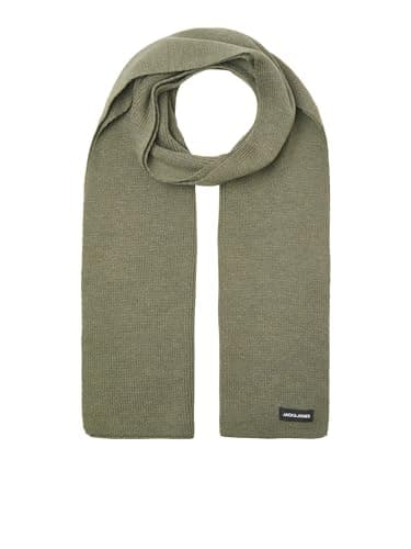 Image of JACK & JONES Men’s Knitted Scarf Soft Plain Winter Neck Scarves - Gift for Men - One Size - Dusty Olive